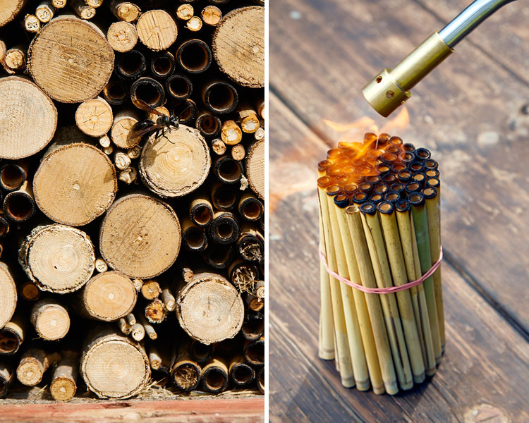 Přidejte hnízdní trubičky do svého včelího domu: Přidejte do svého včelího domu tyčinky, větve nebo větvičky.  Vypadá to dobře a doplňky skutečně pomohou včelám orientovat se v jejich novém „čtvrti“.
